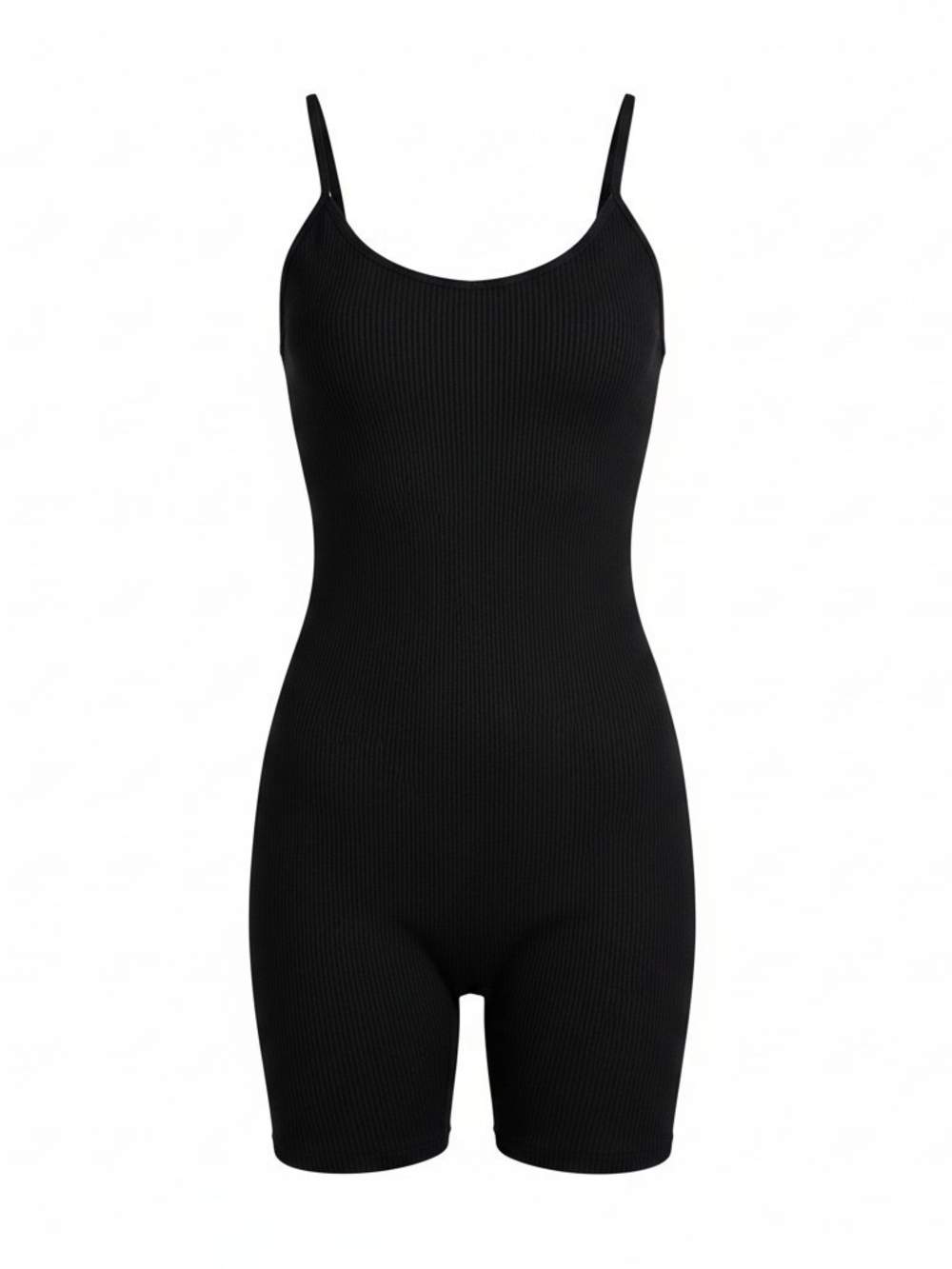 Fct With Love Basics Women's M Black Ribbed Bodysuit Romper Spaghetti Straps